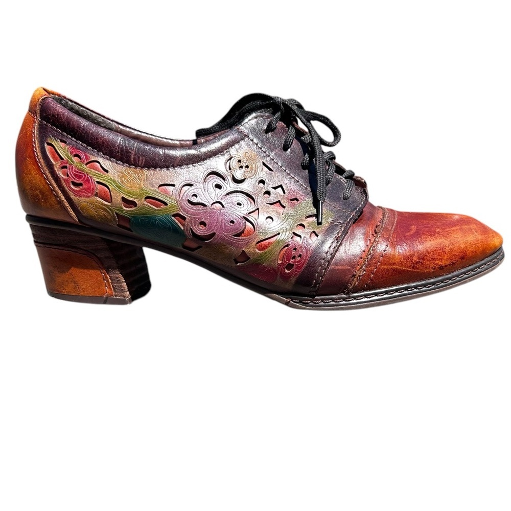 L'artiste Laser Cut Shoes 41 Goth Whimsgoth Artsy Boho Dark Academia Lace Up - Picture 3 of 14